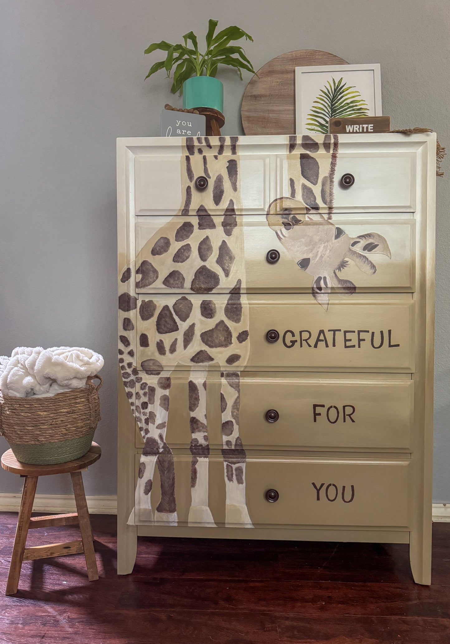 Hand painted Giraffe dresser