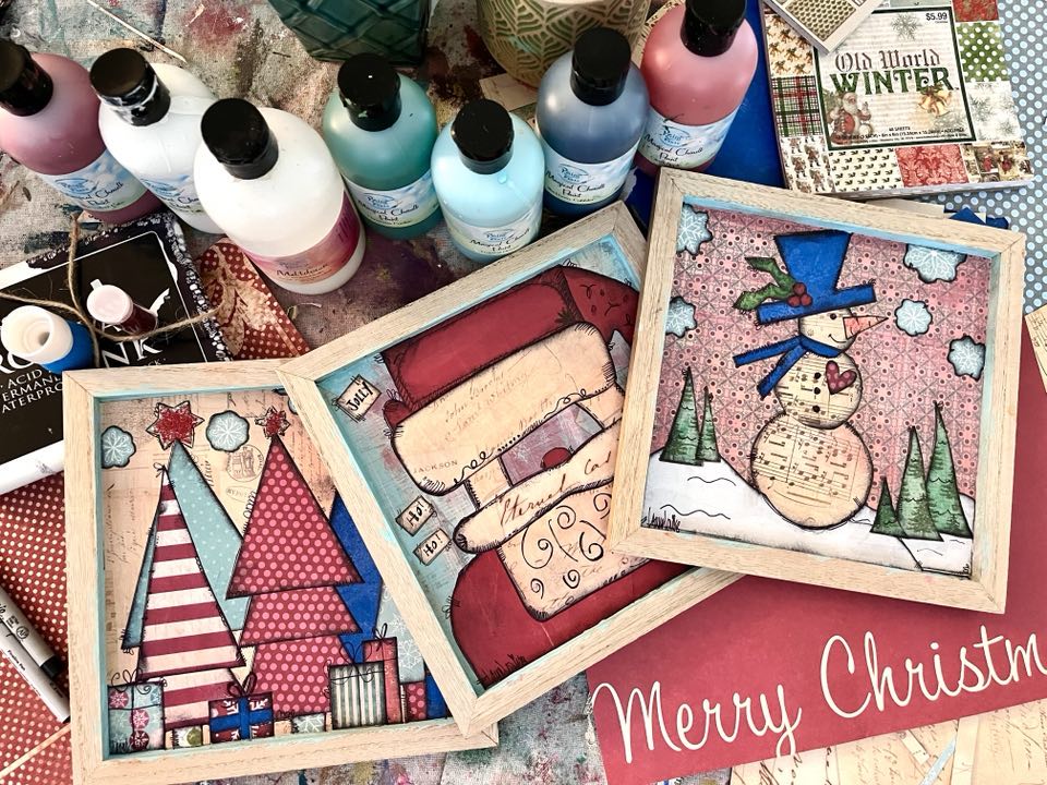 Upcycled Christmas Mixed Media Decor