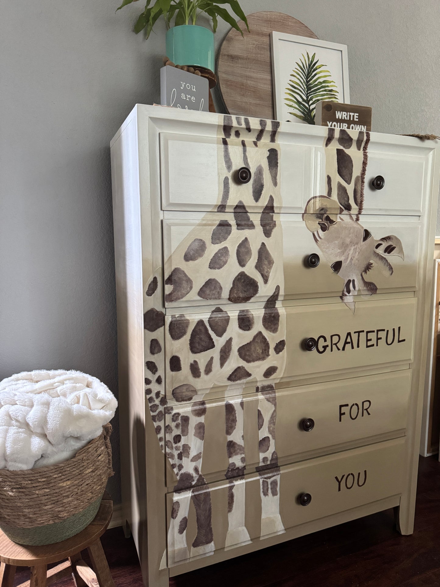 Hand painted Giraffe dresser