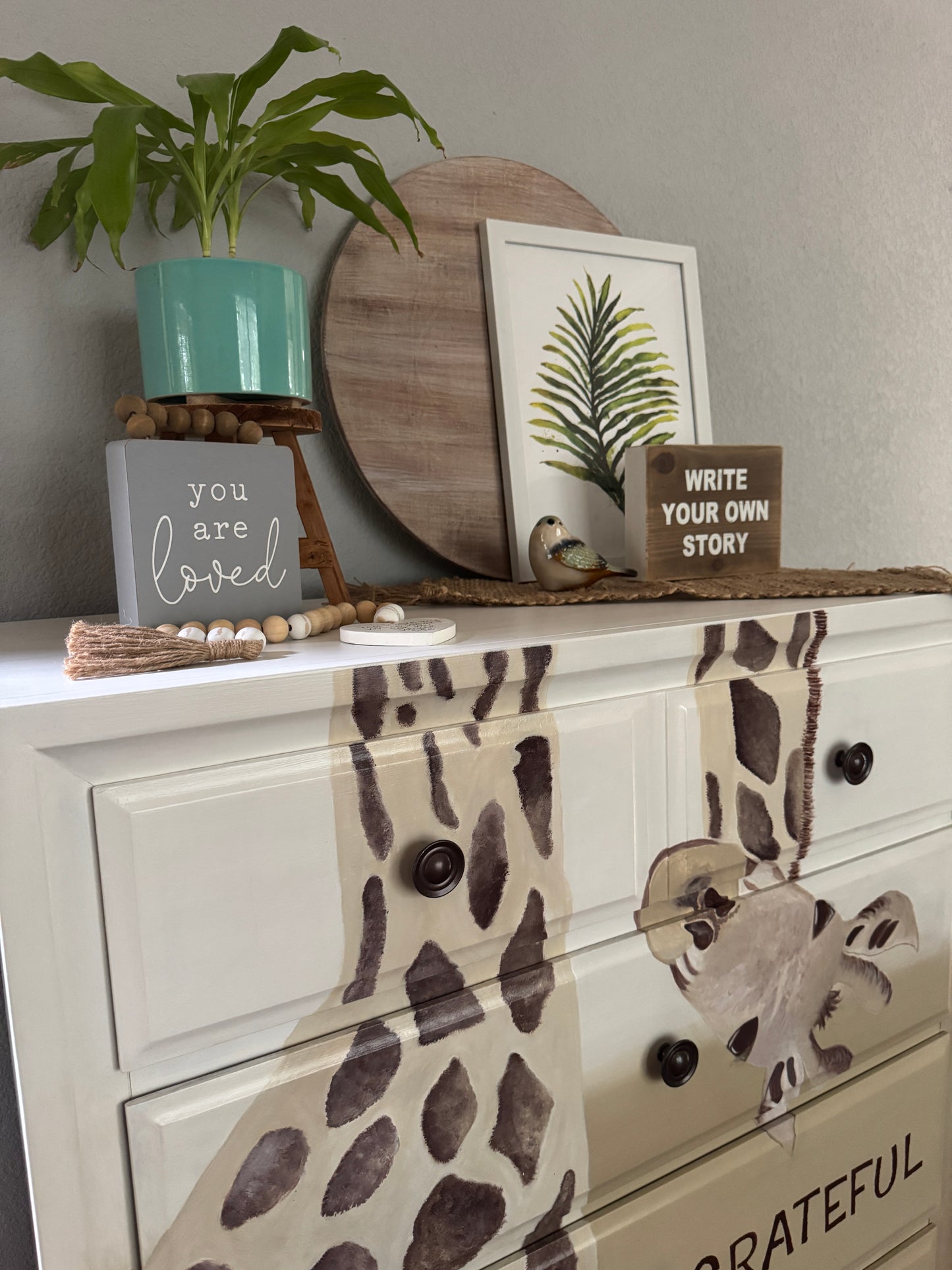 Hand painted Giraffe dresser