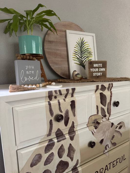 Hand painted Giraffe dresser