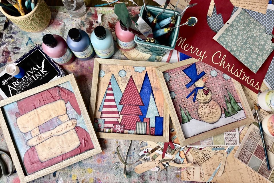 Upcycled Christmas Mixed Media Decor